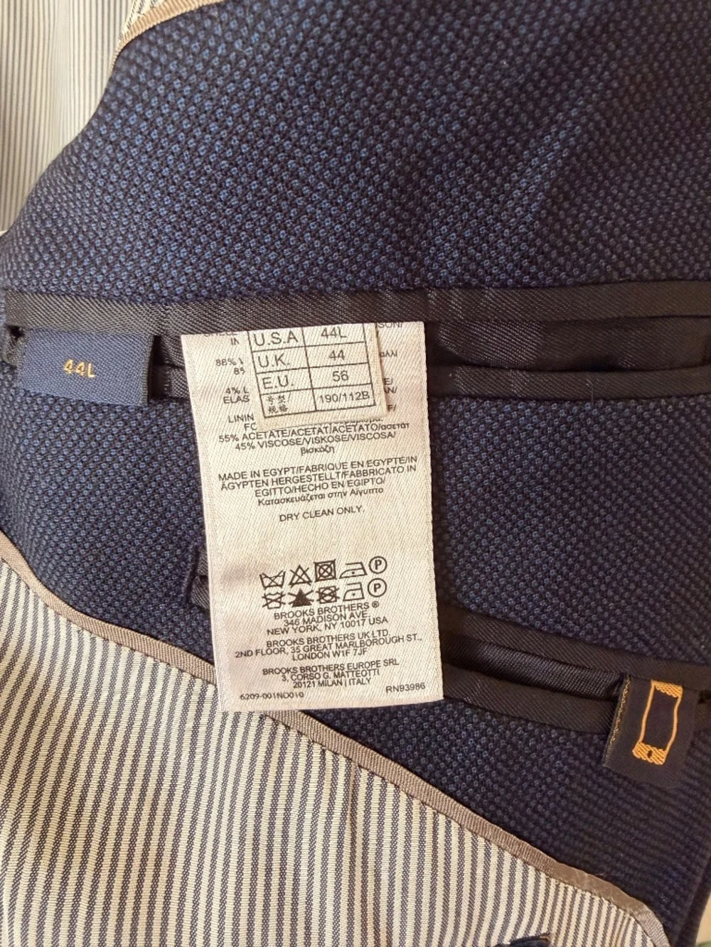 Share Brooks Brothers Explorer Regent Fit 44L Navy Wool Stretch Suit 44 Long